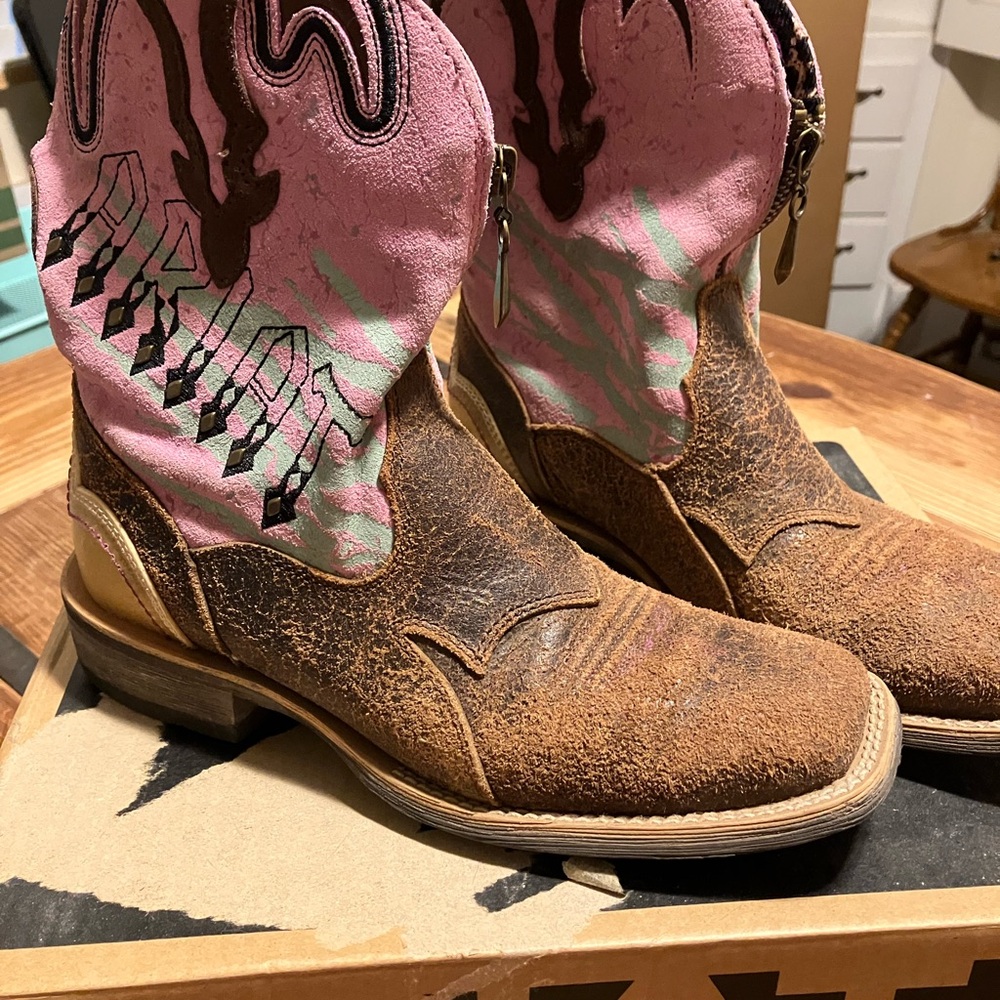 Ariat Pink and Brown Western Boots